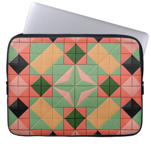 Colourful Geometric Pattern With Symmetrical Squar Laptop Sleeve
