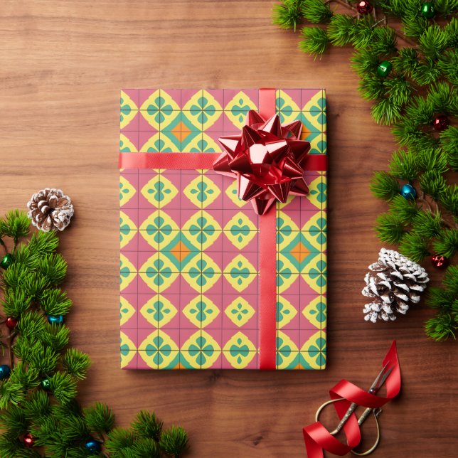 Colourful Geometric Pattern with Symmetrical Tile Wrapping Paper (Holiday Gift)