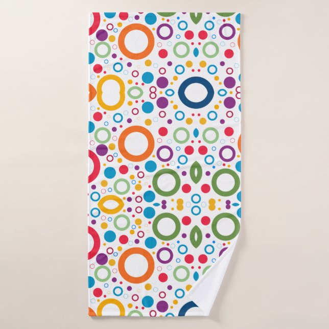 Colourful Geometric Pattern With Symmetry White Bath Towel (Bath Towel)