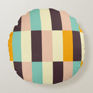 Colourful geometric pattern with vertical stripes  round pillow