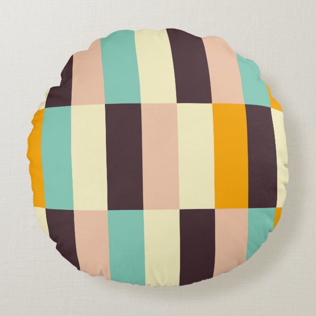Colourful geometric pattern with vertical stripes  round pillow (Front)