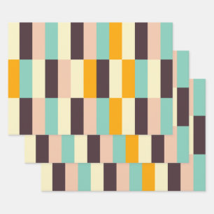 Colourful geometric pattern with vertical stripes  wrapping paper sheet