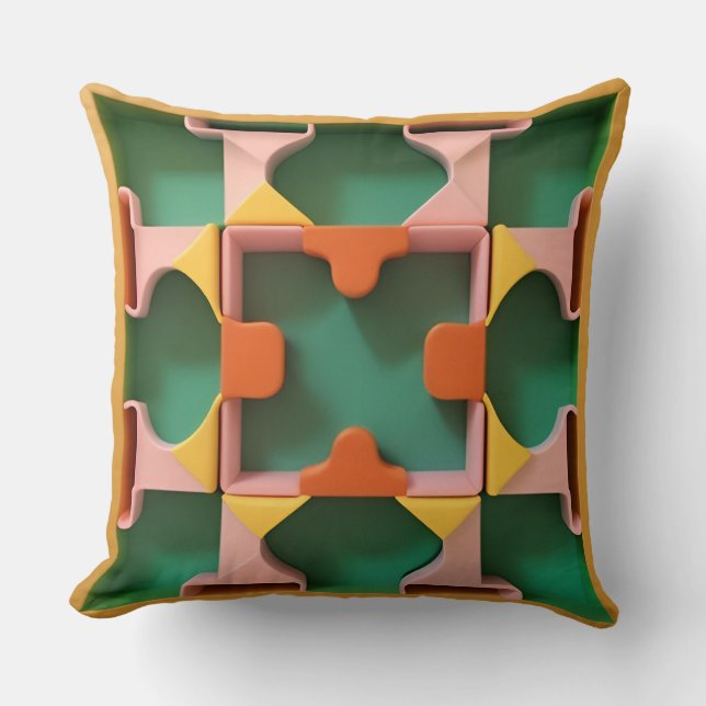 Colourful Geometric Pattern With Vibrant Shapes Throw Pillow (Front)