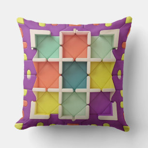 Colourful Geometric Pattern With Vibrant Shapes Throw Pillow