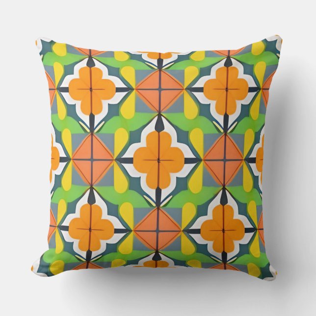Colourful Geometric Pattern With Vibrant Shapes Throw Pillow (Front)