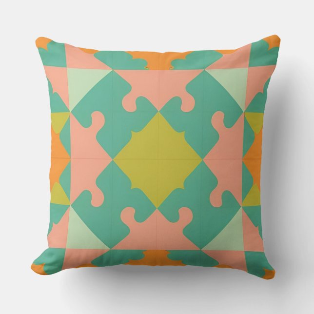 Colourful Geometric Pattern With Vibrant Shapes Throw Pillow (Front)