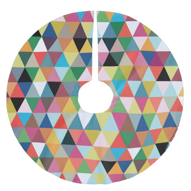 Colourful Geometric Patterned Christmas Tree Skirt (Front)