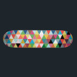 Colourful Geometric Patterned Skateboard<br><div class="desc">This Colourful Geometric Patterned Skateboard is as bold as you are. The design is reminiscent of peering through a kaleidoscope. This design contains every colour of the rainbow, and then some!</div>