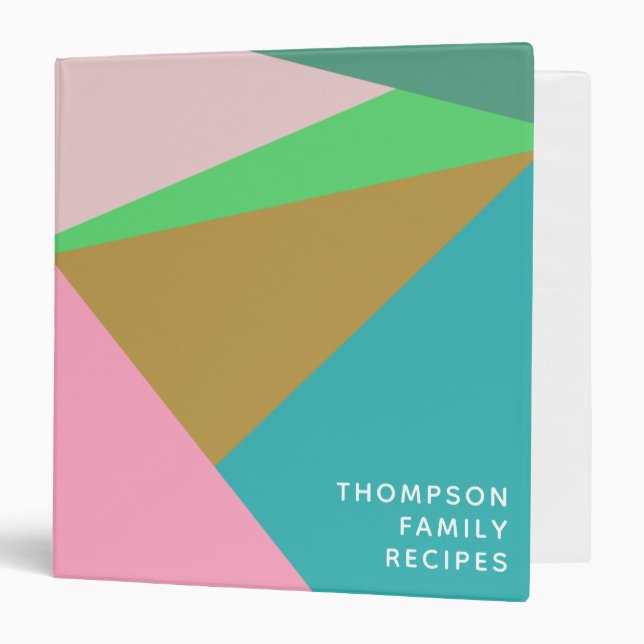 Colourful Geometric Personalized Family Recipes Binder (Front/Inside)