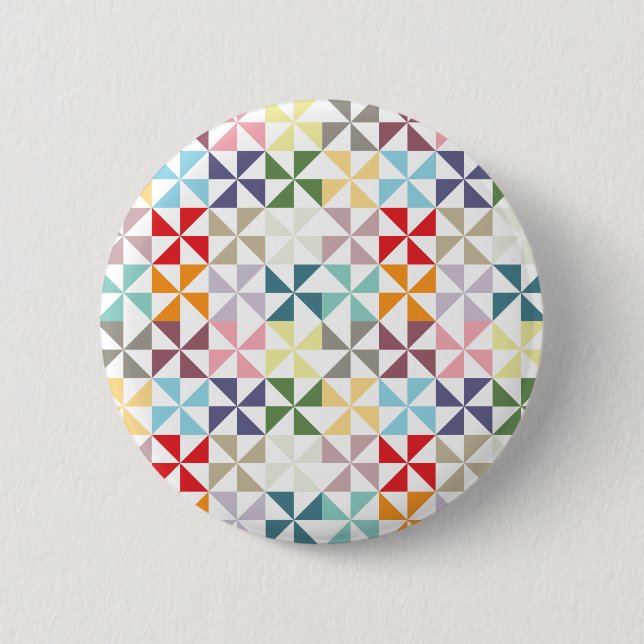 Colourful Geometric Pinwheel 2 Inch Round Button (Front)