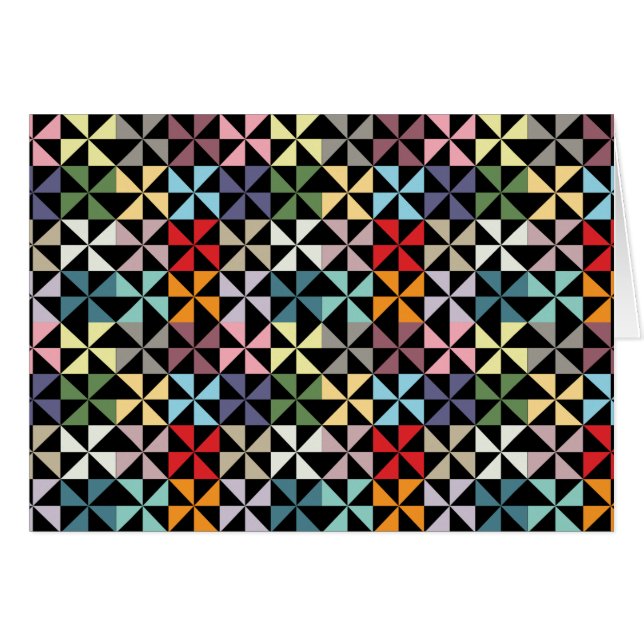 Colourful Geometric Pinwheel Black (Front Horizontal)