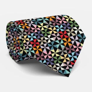 Colourful Geometric Pinwheel Black Tie