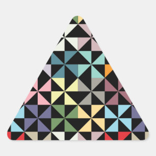 Colourful Geometric Pinwheel Black Triangle Sticker