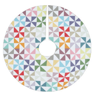 Colourful Geometric Pinwheel Brushed Polyester Tree Skirt