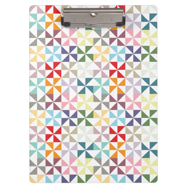 Colourful Geometric Pinwheel Clipboard (Front)