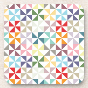 Colourful Geometric Pinwheel Coaster