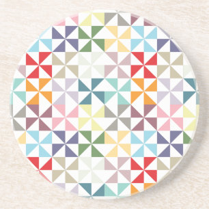 Colourful Geometric Pinwheel Coaster