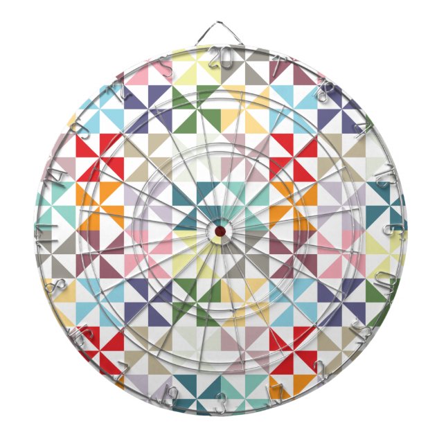 Colourful Geometric Pinwheel Dartboard (Front)