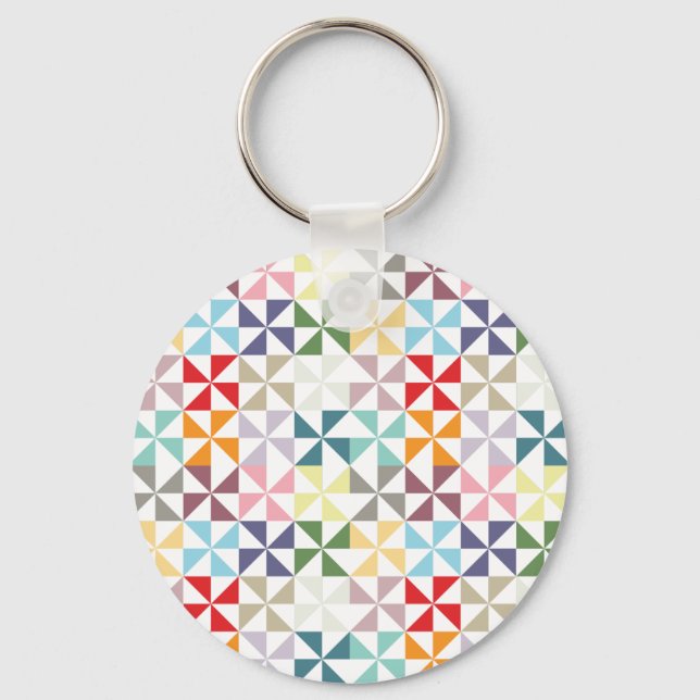 Colourful Geometric Pinwheel Keychain (Front)