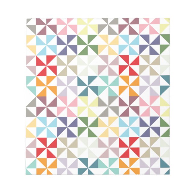 Colourful Geometric Pinwheel Notepad (Front)