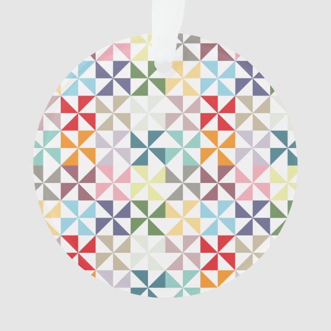 Colourful Geometric Pinwheel Ornament (Front)