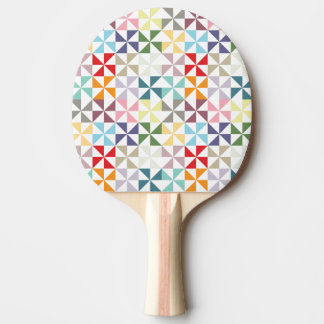 Colourful Geometric Pinwheel Ping Pong Paddle