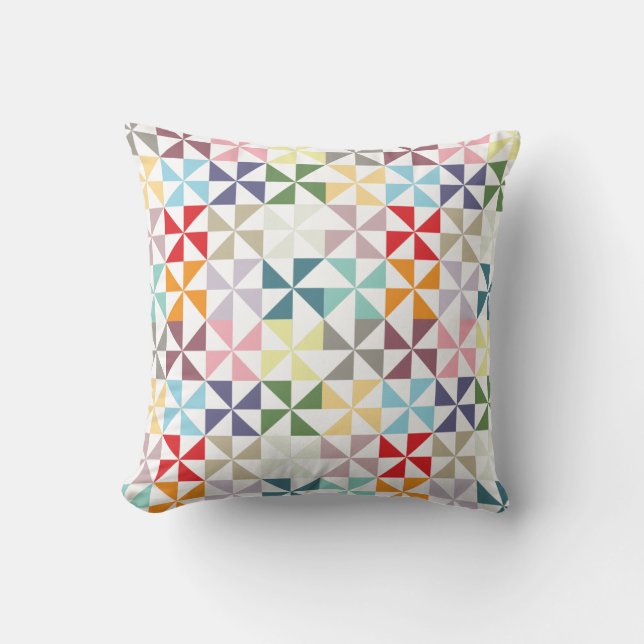 Colourful Geometric Pinwheel Throw Pillow (Front)