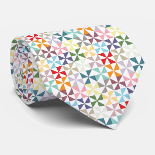 Colourful Geometric Pinwheel Tie