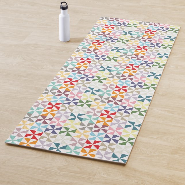 Colourful Geometric Pinwheels Yoga Mat (In Situ)