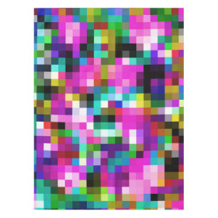 Colourful Geometric Pixel Pixelated Plaid Tablecloth