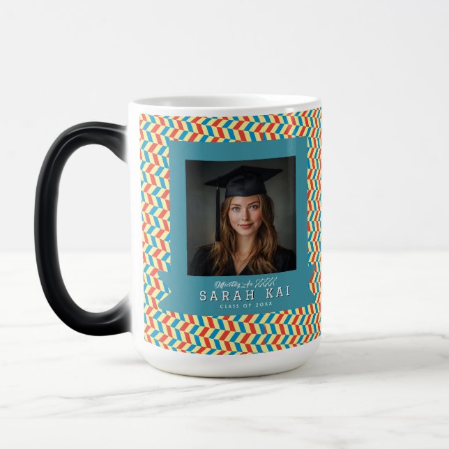 Colourful Geometric Print Graduation Magic Mug (Left)