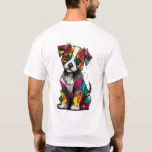 Colourful Geometric Puppy T-Shirt – Modern Dog Art