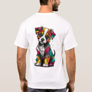 Colourful Geometric Puppy T-Shirt – Modern Dog Art