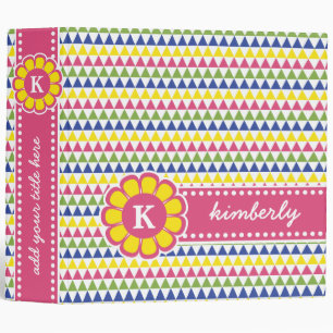 Colourful Geometric Pyramid Flower Ribbon Monogram Binder