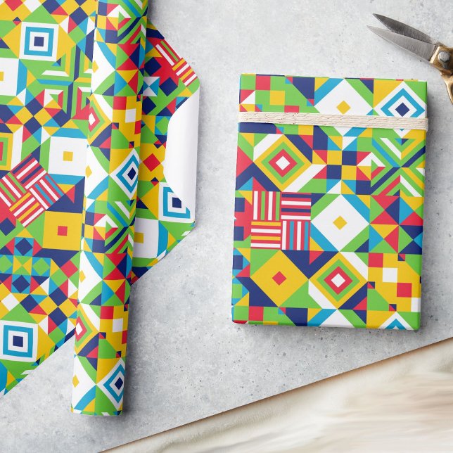 Colourful Geometric Quilt All Occasion Gift Wrapping Paper (Creator Uploaded)