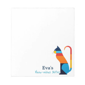 Colourful Geometric Rainbow Cat Personalized  Notepad
