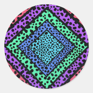 Colourful Geometric Rainbow Cheetah Animal Print Classic Round Sticker