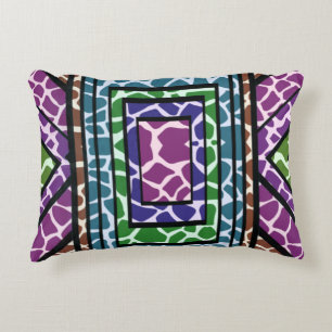 Colourful Geometric Rainbow Giraffe Animal Print Accent Pillow