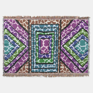 Colourful Geometric Rainbow Giraffe Animal Print Throw Blanket