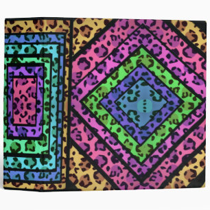 Colourful Geometric Rainbow Jaguar Animal Print Binder