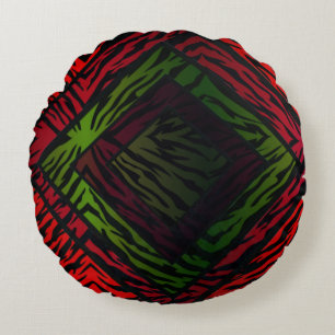 Colourful Geometric Rainbow Tiger Animal Print Round Pillow