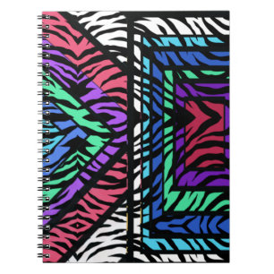 Colourful Geometric Rainbow White Tiger Animal Notebook