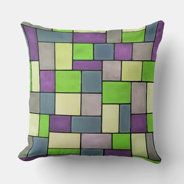 Colourful Geometric Rectangles 3 Throw Pillow (Front)