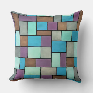 Colourful Geometric Rectangles 4 Throw Pillow