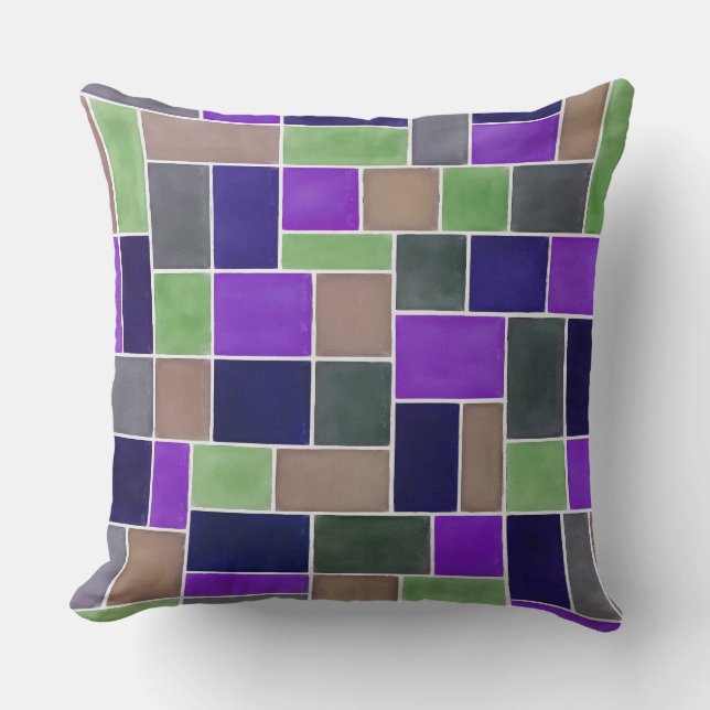 Colourful Geometric Rectangles 7 Throw Pillow (Front)