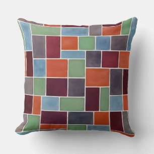 Colourful Geometric Rectangles 8 Throw Pillow