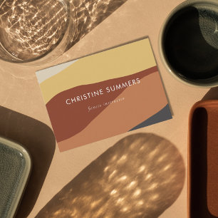 Colourful Geometric Retro Eart Neutrals Stripes Business Card