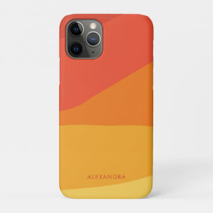 Colourful Geometric Retro Sunny Orange Stripes  iPhone 11 Pro Case