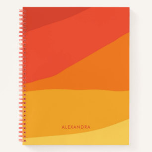 Colourful Geometric Retro Sunny Orange Stripes  Notebook