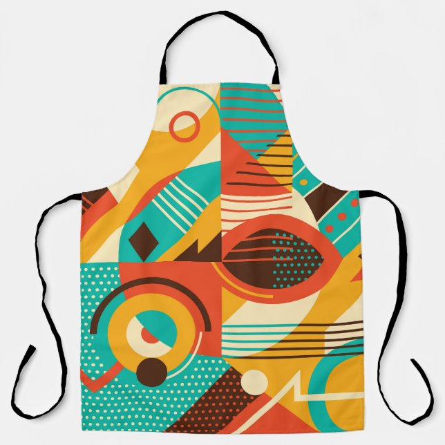 Colourful geometric retro: vintage abstraction. apron (Front)